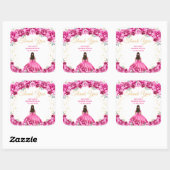 Hot Pink Princess Quinceañera Thank You スクエアシール (シート)