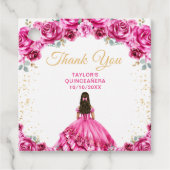 Hot Pink Princess Quinceañera Thank You フェイバータグ (正面)