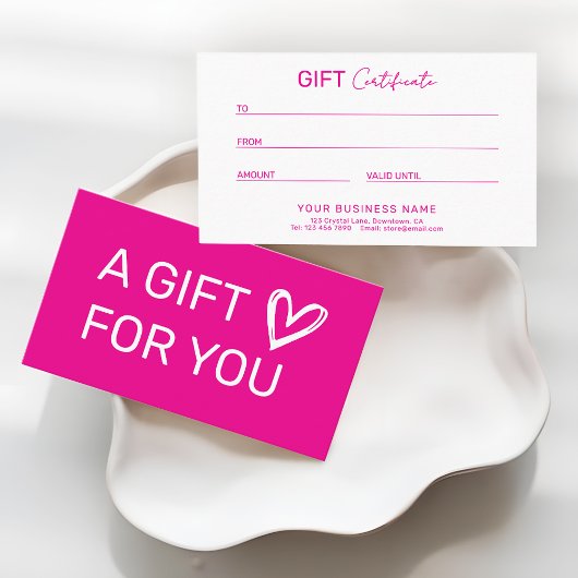 Hot Pink Professional Business Gift Certificate コーリングカード