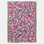 Hot pink, purple and black camo abstract スローブランケット (正面縦)