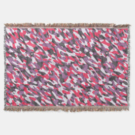 Hot pink, purple and black camo abstract スローブランケット