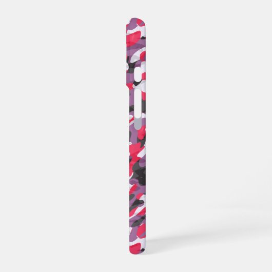 Hot pink, purple and black camo abstract iPhone 16ケース (左側面)