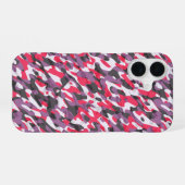 Hot pink, purple and black camo abstract iPhone 16ケース (裏面横)