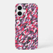 Hot pink, purple and black camo abstract iPhone 16ケース (裏面)