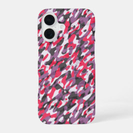 Hot pink, purple and black camo abstract iPhone 16ケース