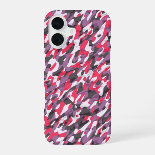 Hot pink, purple and black camo abstract iPhone 16ケース (裏面)