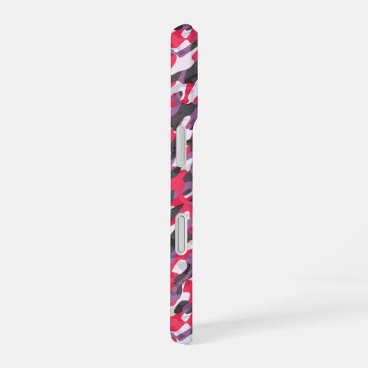 Hot pink, purple and black camo abstract iPhone 16ケース (右側面)