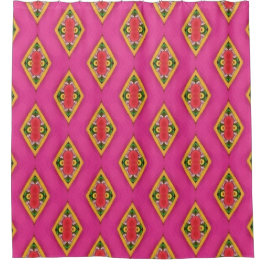 Hot Pink Retro Diamond Shower Curtain シャワーカーテン