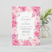 Hot Pink Romantic Blossom Wedding 招待状 (スタンド正面)