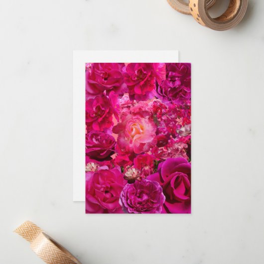 Hot Pink Rose Collage  ノートカード (正面/裏面インサイチュ)