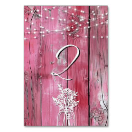 Hot Pink Rustic Wood String Lights Mason Jar テーブルナンバー