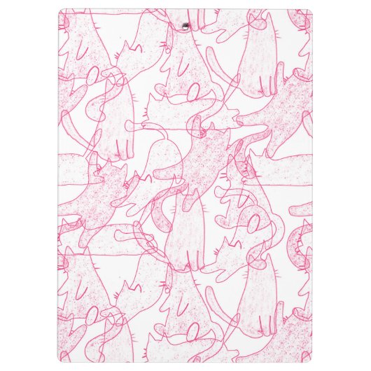 Hot Pink Scribble Cats – modern cute Pattern クリップボード (裏面)