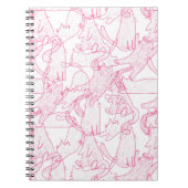Hot Pink Scribble Cats – modern cute Pattern ノートブック (正面)