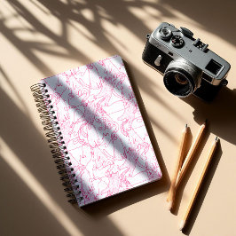 Hot Pink Scribble Cats – modern cute Pattern ノートブック