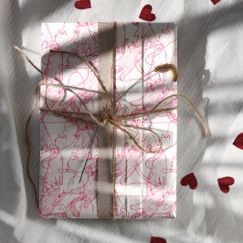 Hot Pink Scribble Cats – modern cute Pattern ラッピングペーパーシート