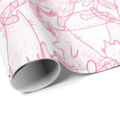 Hot Pink Scribble Cats – modern cute Pattern ラッピングペーパー (ロールコーナー)
