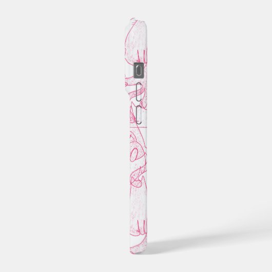 Hot Pink Scribble Cats – modern cute Pattern iPhoneケース (左側面)