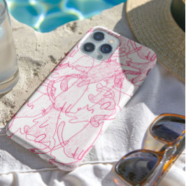 Hot Pink Scribble Cats – modern cute Pattern iPhone 15 Proケース