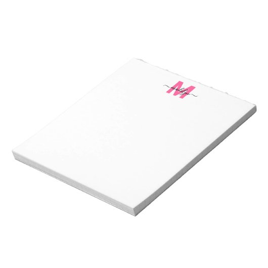 Hot Pink Simple Monogram ノートパッド (回転)