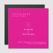 Hot Pink Simple Wedding Magnet Save the Date (正面/裏面)