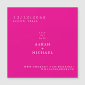 Hot Pink Simple Wedding Magnet Save the Date (正面)