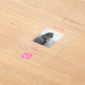 Hot Pink Simplicity B/W Photo Save our Date アクリル招待状 (レイダウン)