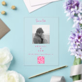 Hot Pink Simplicity B/W Photo Save our Date アクリル招待状 (インサイチュ (ウェディング))