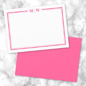 Hot Pink Two Border Name Monogram ノートカード