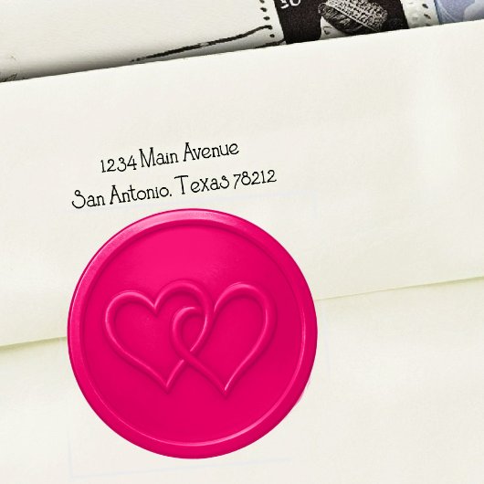 Hot Pink Two Hearts Intertwined Wedding ラウンドシール