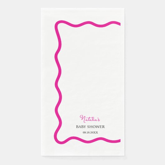 Hot Pink Wave Frame Guest Towel Paper Napkin (正面)