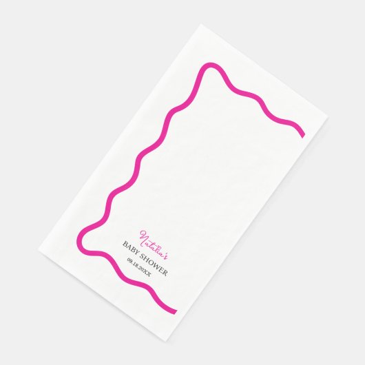 Hot Pink Wave Frame Guest Towel Paper Napkin (コーナー)