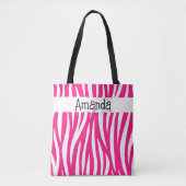Hot Pink Wavy Animal Print Tote トートバッグ (正面)