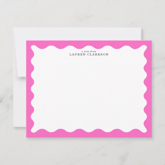 Hot Pink Wavy Frame Note Card 招待状 (正面)
