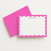 Hot Pink Wavy Frame Note Card 招待状