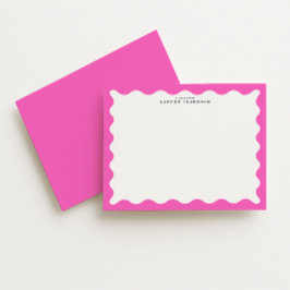 Hot Pink Wavy Frame Note Card 招待状