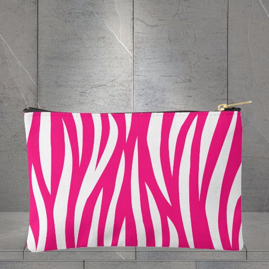 Hot Pink Wavy Zebra Stripe アクセサリーポーチ
