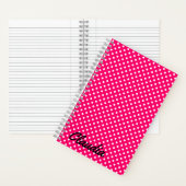 Hot Pink White Polka Dots Name Power Bank ノートブック (内側)