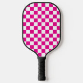 Hot Pink with White Square Pattern with Name ピックルボールラケット (正面)
