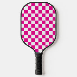 Hot Pink with White Square Pattern with Name ピックルボールラケット