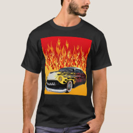 hot rod feu flamme voiture americaine vintage musc tシャツ
