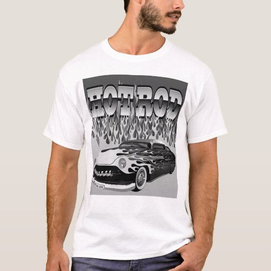 hot rod flamme brule feu voiture by hipster skulls tシャツ (正面)