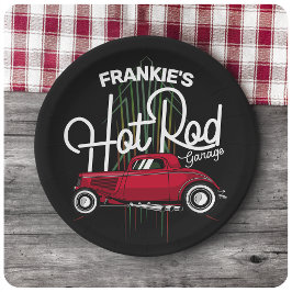 Hot Rod Garage CUSTOM NAME Deluxe Pinstripes Car ペーパープレート