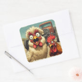 “Hot Rod Hens”  Cheesy Chickens Sticker スクエアシール (封筒)