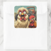 “Hot Rod Hens”  Cheesy Chickens Sticker スクエアシール (バッグ)