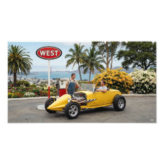 Hot rod in a gas station   フォトプリント           