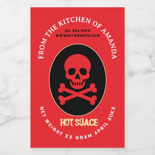 Hot sauce with skull on label ワインラベル (シングルラベル)