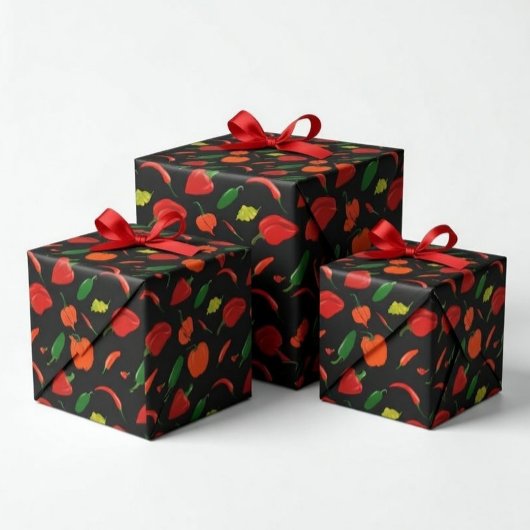 Hot & Spicy Chili Peppers Wrapping Paper ラッピングペーパー