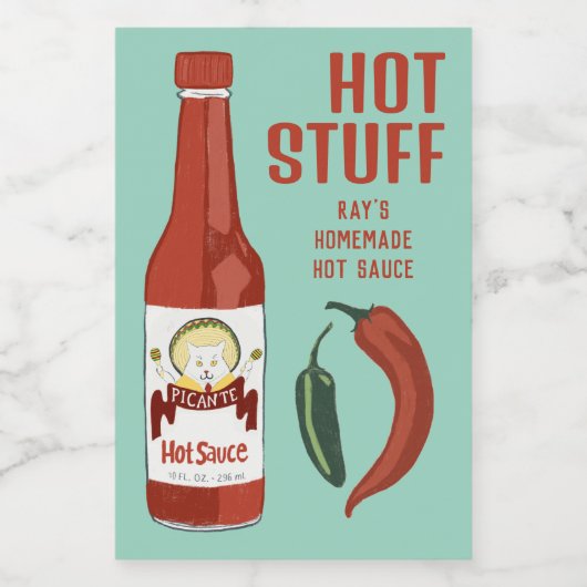 HOT STUFF Spicy Hot Sauce Jalapeños Chiles フードラベル (シングルラベル)