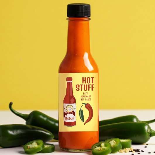 HOT STUFF Spicy Hot Sauce Jalapeños Chiles フードラベル