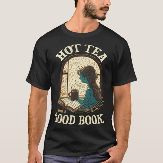 Hot Tea and a Good Book Reader Drinking Window Cal Tシャツ (正面)